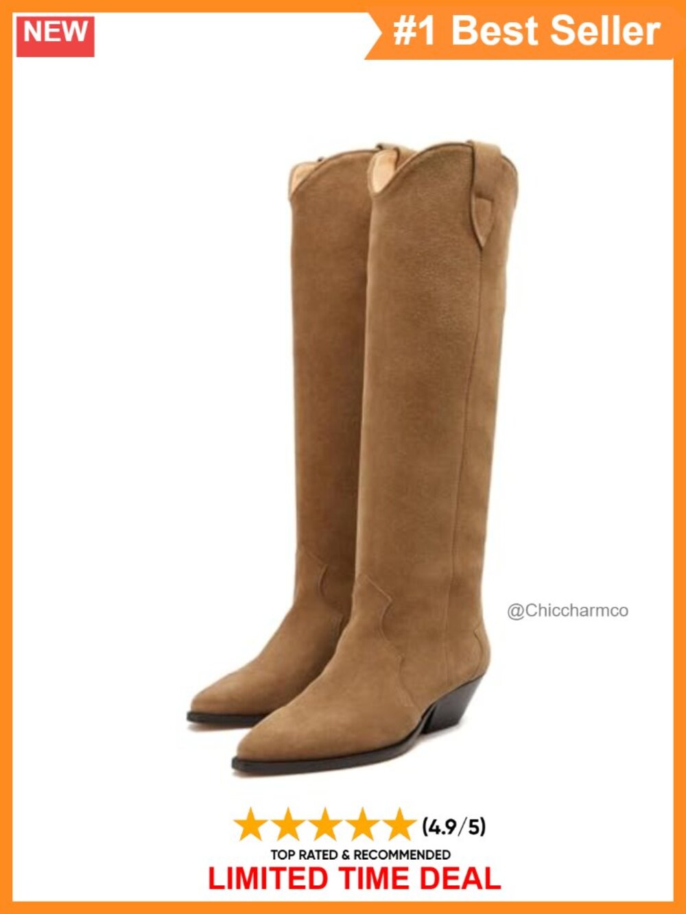 Suede Knee High Boots Snip Toe Chunky Heel Wide Calf Cowboy Cowgirl Fall
